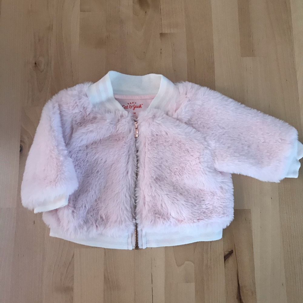 Faux fur Cat & Jack bomber jacket in baby pink